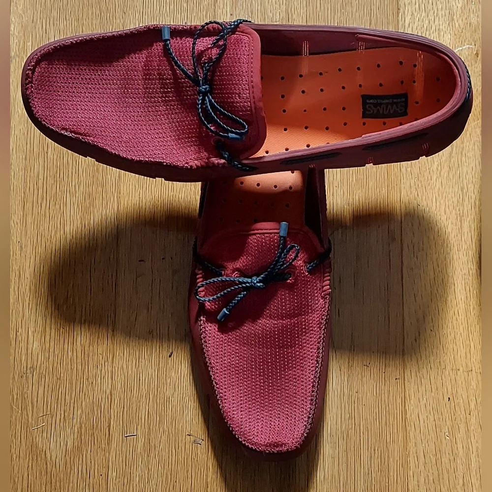 SWIMS MEN'S RED RUBBER & MESH LACE BRAIDED BOAT SLIP-ON CASUAL LOAFERS SIZE 13 - Picture 10 of 13